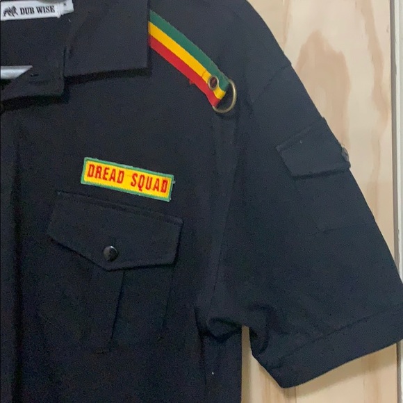 Dub Wise Rasta Cut and sew black polo shirt M - Picture 6 of 10